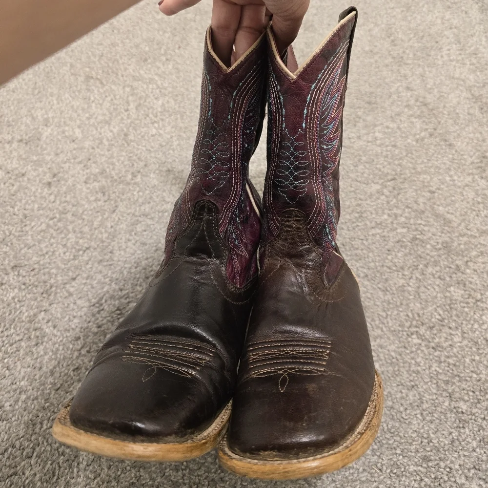 Ariat Brown Multicolored Kids Size 2.5 Western Boots Cowgirl Western Rodeo